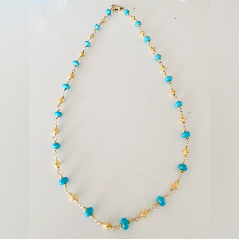 14k-22k Solid Gold Sleeping Beauty Turquoise Necklace